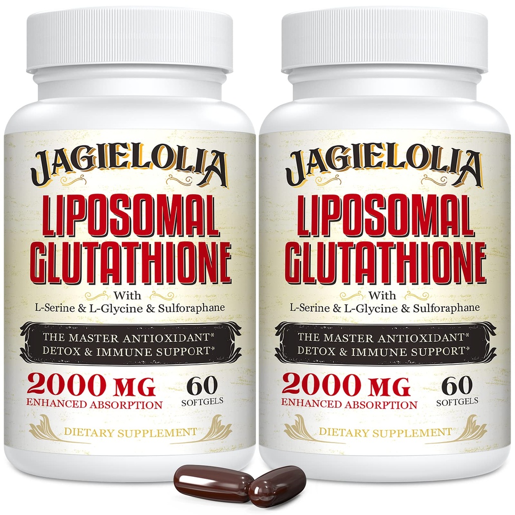 L-セリン、L-グリシン&スルフォラフェーンとリポソームグルタチオン2000mg - 吸収を強化するためのアクティブL-グルタチオンユニークな処方 - マスター抗酸化剤、解毒&免疫剤  120 Softgels