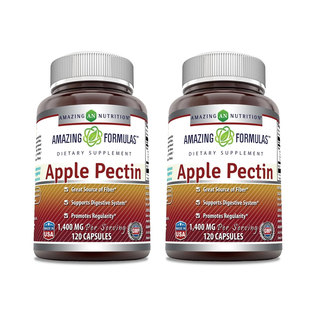 アメイジングフォーミュラ アップルペクチン 1400 mg/サービングサプリメント | カプセル | ノンGMO | グルテンフリー | 米国製 (120 カウント | 2 パック)