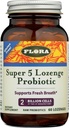 Flora - Super 5 Lozenge Probiotic, Raspberry Flavored Oral Probiotic, Good for Bad Breath, Five Strains with 2 Billion CFU, Regain and Retain Gut Health, RAW, 60 Lozenges