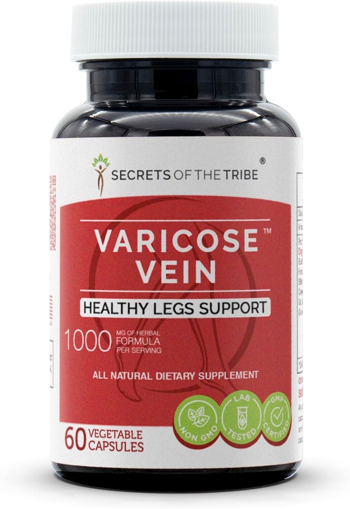 Tribeの秘密 - Varicose静脈、健康な足のサポート、ハーブサプリメントブレンド(60カプセル)