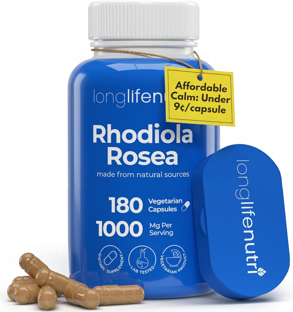 LongLifeNutri Rhodiola Rosea 500mg - 180の精神的及び物理的な健康のためのベジタリアン カプセル、非GMO、3 か月の供給、自然に Sourced 及びテストされる実験室米国でなされる-毎日の健康の補足
