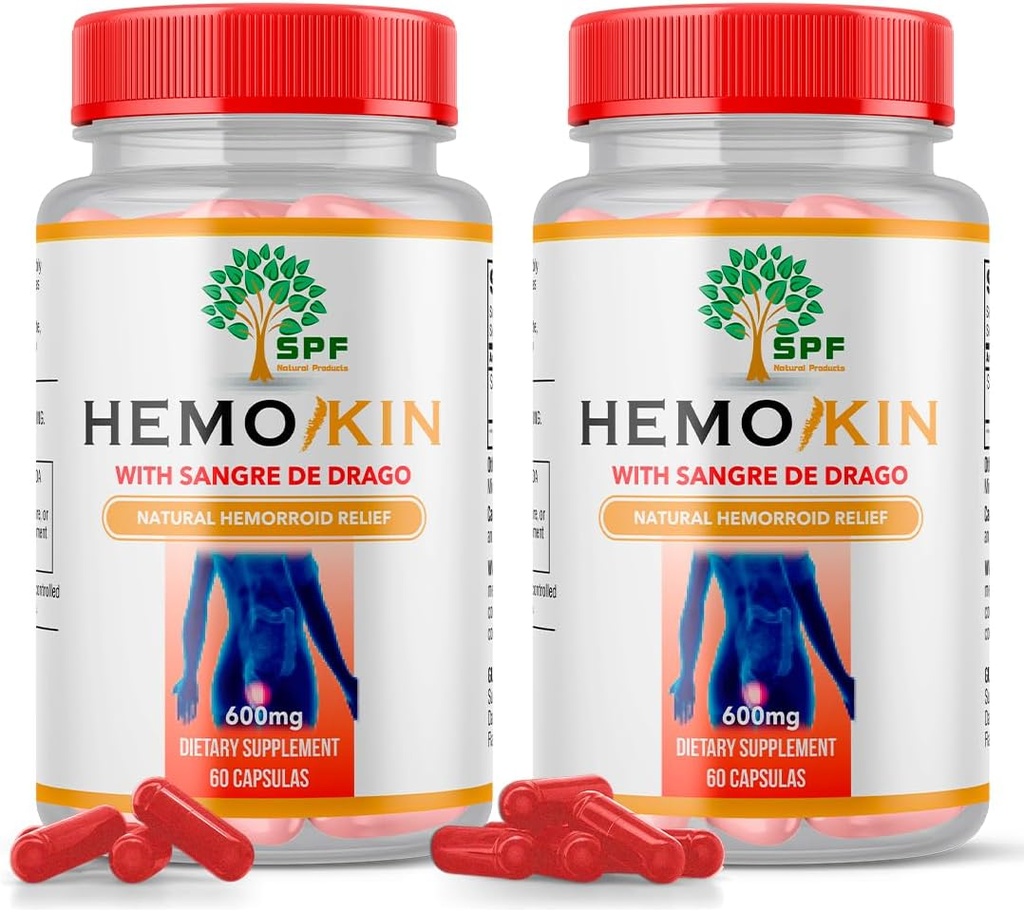 SPF HEMOKIN with Sangre de Drago - Hemorrhoid と Fissure サプリメント, Itching の助け, 腫れ (60 キャップ) ナチュラル製品. (2)