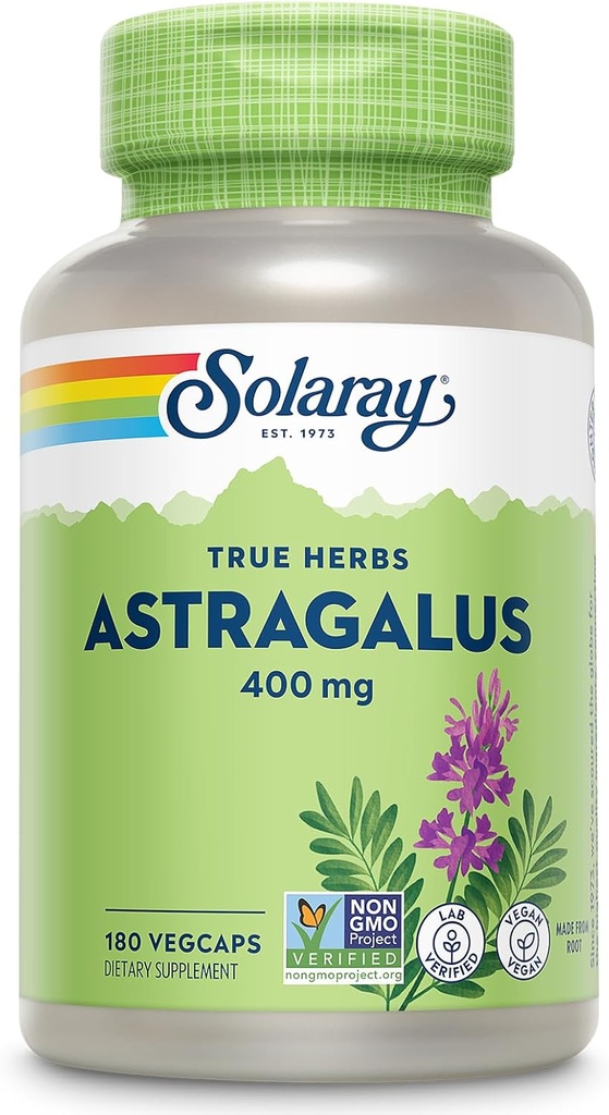SOLARAY Astragalus Root 400mg - 伝統的なハーブサポート - 非GMO、ビーガン&ラボ検証 - 180サービング、180ベジーキャップ