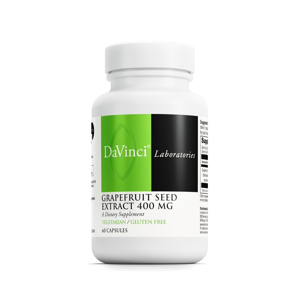 DAVINCIラボグレープフルーツ種子エキス400mg - GI&消化管腸の健康をサポート - グルテンフリー、ベジタリアン - 60カプセル(30日供給)