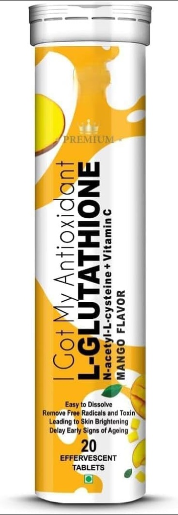 L-グルタチオン 600mg with マンゴーフレーバー | 輝く肌、抗酸化剤、肌の軽減、ピグメンテーション、 | タンは男性と女性のための減少 - 20 発泡錠