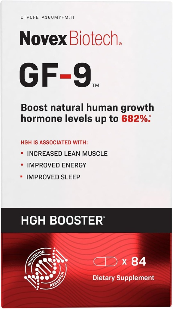 Novex Biotech GF-9 – 男性のための HGH ブースティングサプリメント – 男性のためのワークアウトコンプレックス – エネルギーをサポート, 耐久性, 睡眠, 84 Ct (21 日の供給)