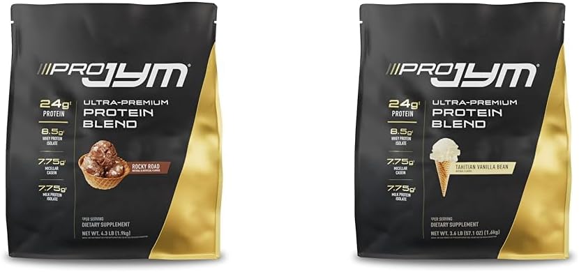 Pro JYM Protein Powder Blend with Whey, Casein, Milk & Egg Isolates - Rocky Road & Tahitian Vanilla Bean Flavors, 4.3lb & 45 Servings