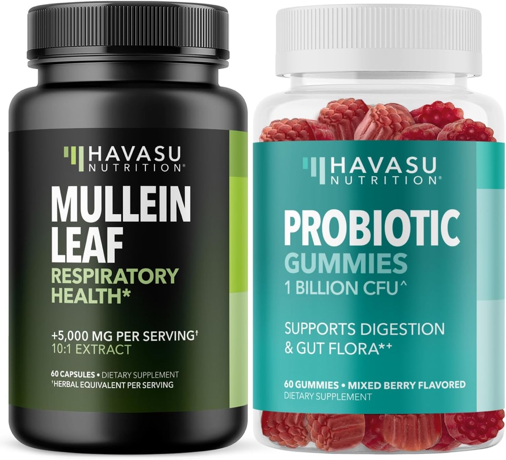 HAVASU NUTRITION Mulleinの葉のカプセル+プロバイオティック ガンミーのウェルネスの束