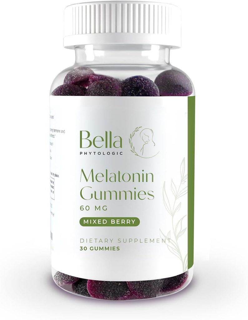 Bella High Dosage Melatonin Gummies | 60mg Per サービング | ナチュラルストロベリー&ブルーベリー味 | 強力な余分な強度 高用量処方