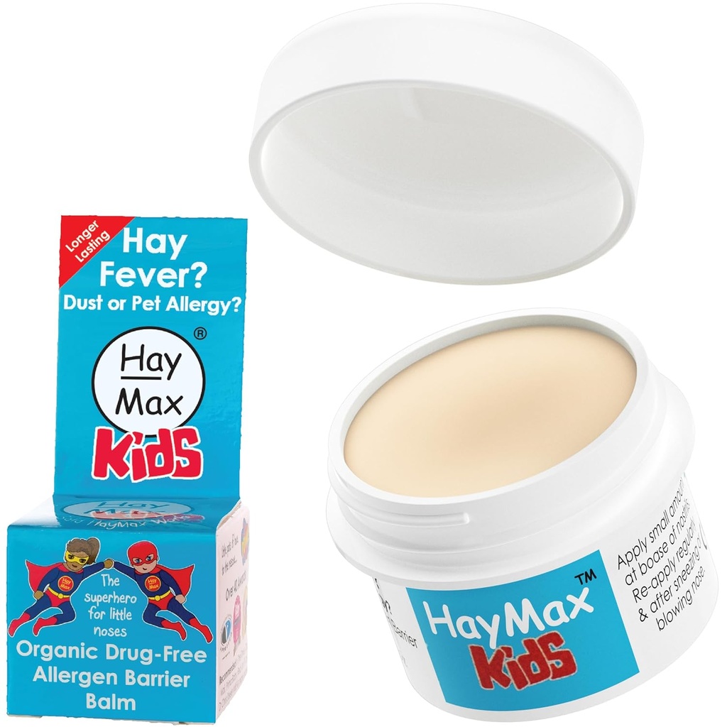 子供のためのHayMaxアレルゲンバリアバーム, 0.17 fl oz (5ml), オーガニック, ナチュラル&非眠気, 子供たちはフィーバーアレルギー救済 - 罠Pollen, ほこり & ペットアレルゲン - Ragweed & Cedar