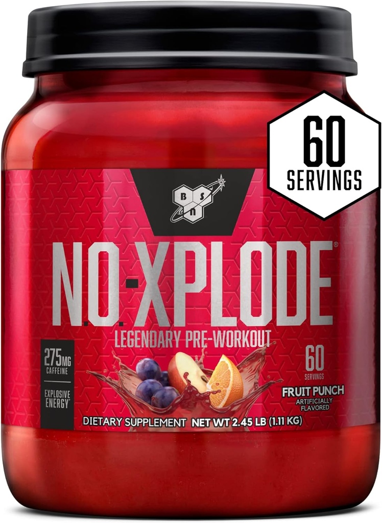 BSN N.O.-XPLODE クレアチン、ベータアラニン、エネルギー、フルーツ パンチ、60 サービング、2.25 ポンド(パッケージ 5 月 Vary)