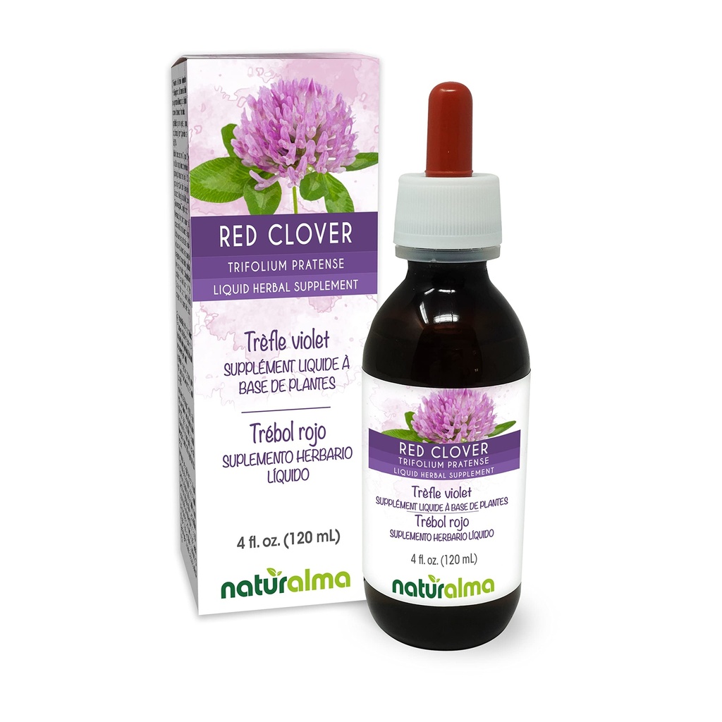 ナチュラルマレッドクローバー(Trifolium pratense)の花のハーブアルコールフリーのチンキ - 4 fl oz 液体エキスのドロップ - ハーブサプリメント - ビーガン