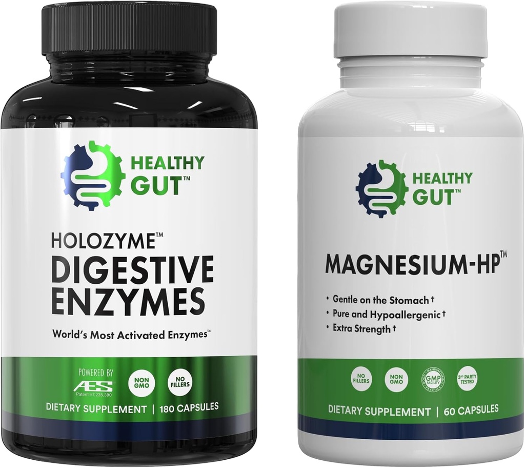 健康な腸HoloZymeの消化器系酵素、180のカプセルおよびマグネシウムHPの60のカプセル
