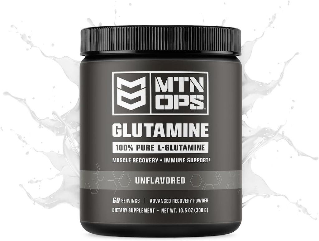 MTN OPS Lグルタミン パウダー 60 サービング / 筋肉回復のための 100% 純粋な L グルタミンの 300g, 味付けなし + 5g サービングあたり