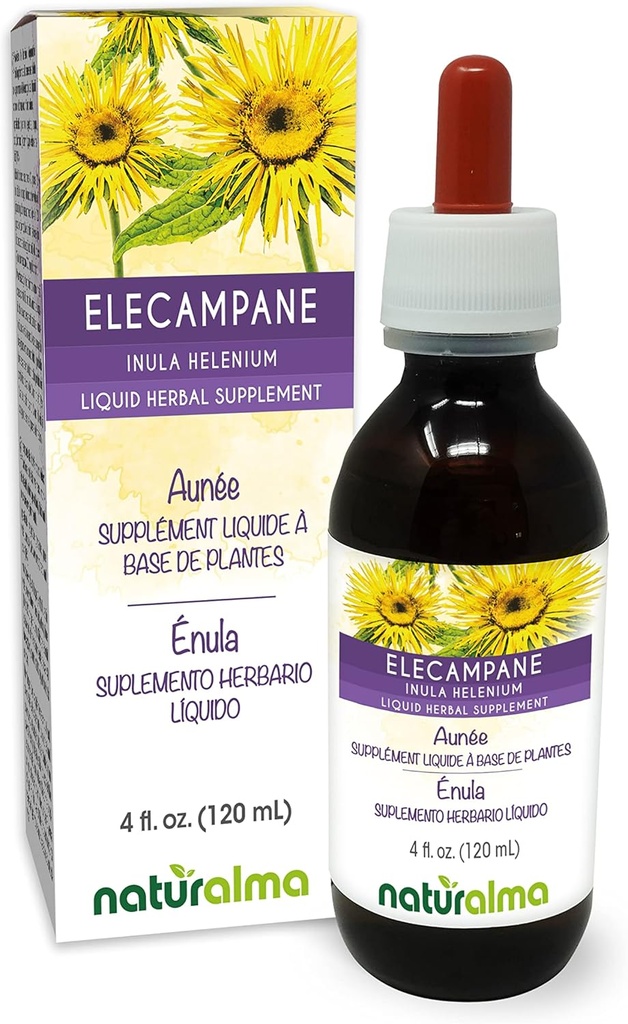 ナチュラルマ Elecampane (Inula helenium) ルートアルコールフリーのチンキ - 4 fl oz 液体エキス ドロップ - ハーブサプリメント - ビーガン