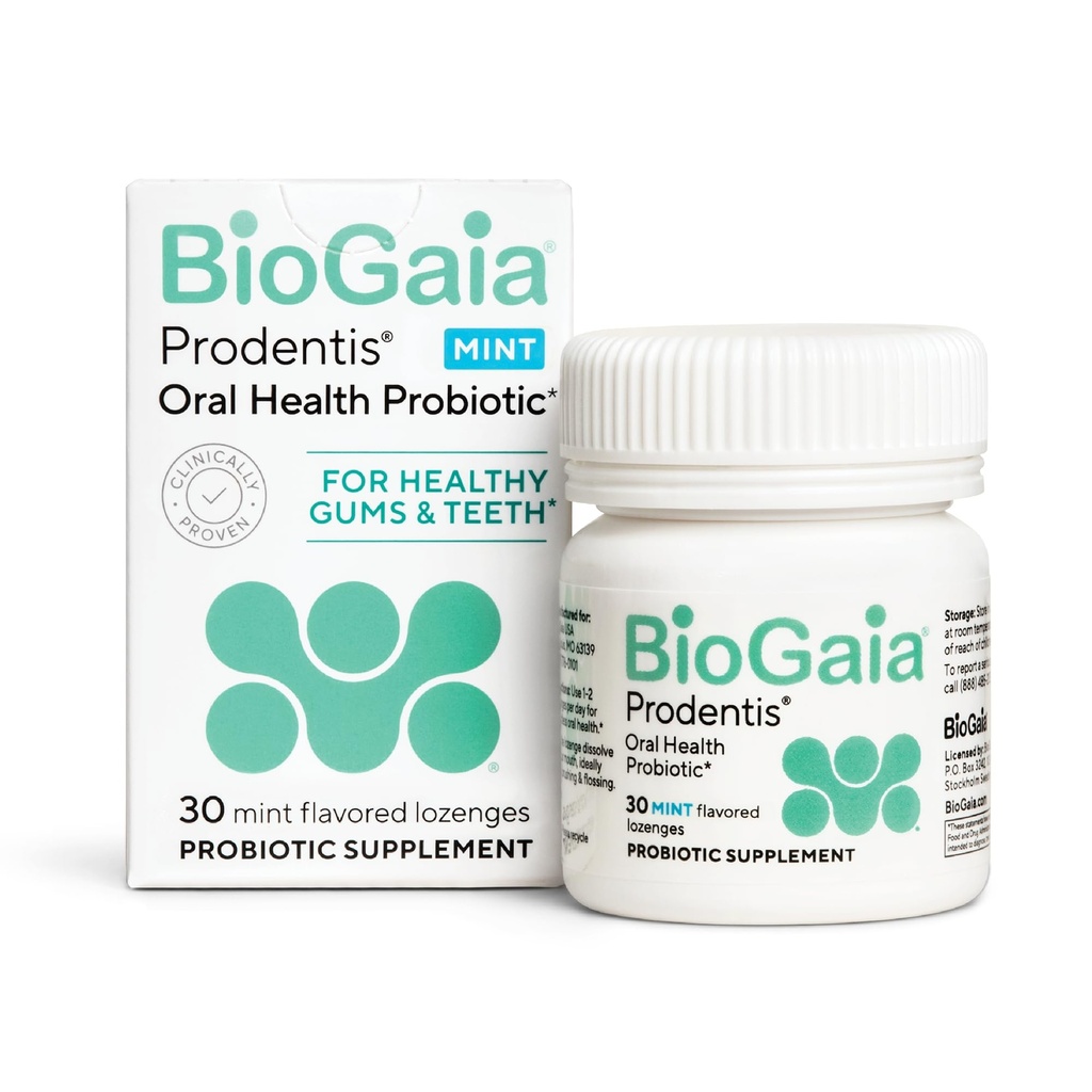 BioGaia Prodentis | 経口プロバイオティクス | 健康なグムと歯を促進 | 悪い息苦と歯科の問題に対する防御 | 口腔の健康を改善 | ミント風味 | 30 歯科プロバイオティック ロッジ