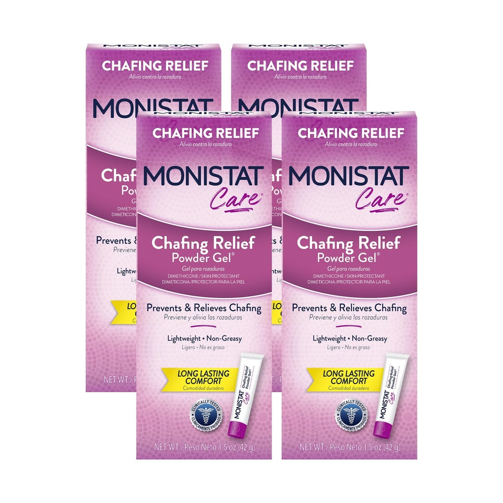 Monistat Chafingの救助の粉のゲル、 ビキニ区域、腿およびブラライン、1.5 Ozの4のパックのための長続きがする反Chafingの保護