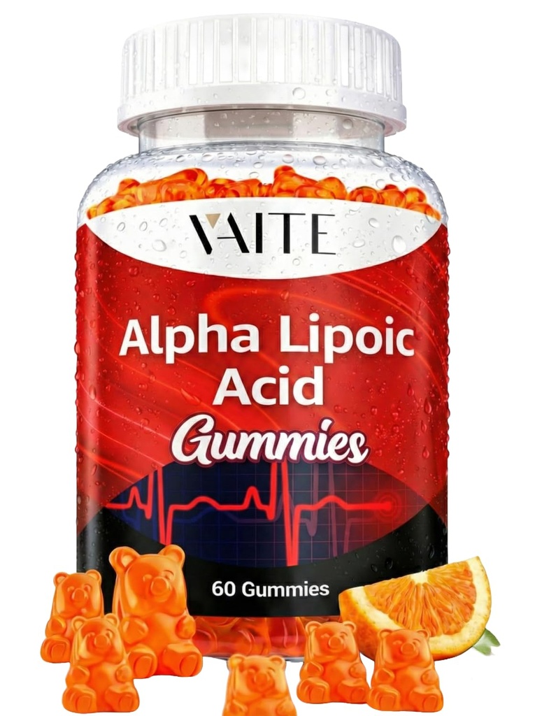 アルファリポイック酸ガミー1000mg、脳と神経サポートのためのALAサプリメント、抗酸化剤、エネルギー - 非GMO、ビーガン、グルテンフリー - 60 男性と女性のためのバイタリティと快適さのための咀嚼剤