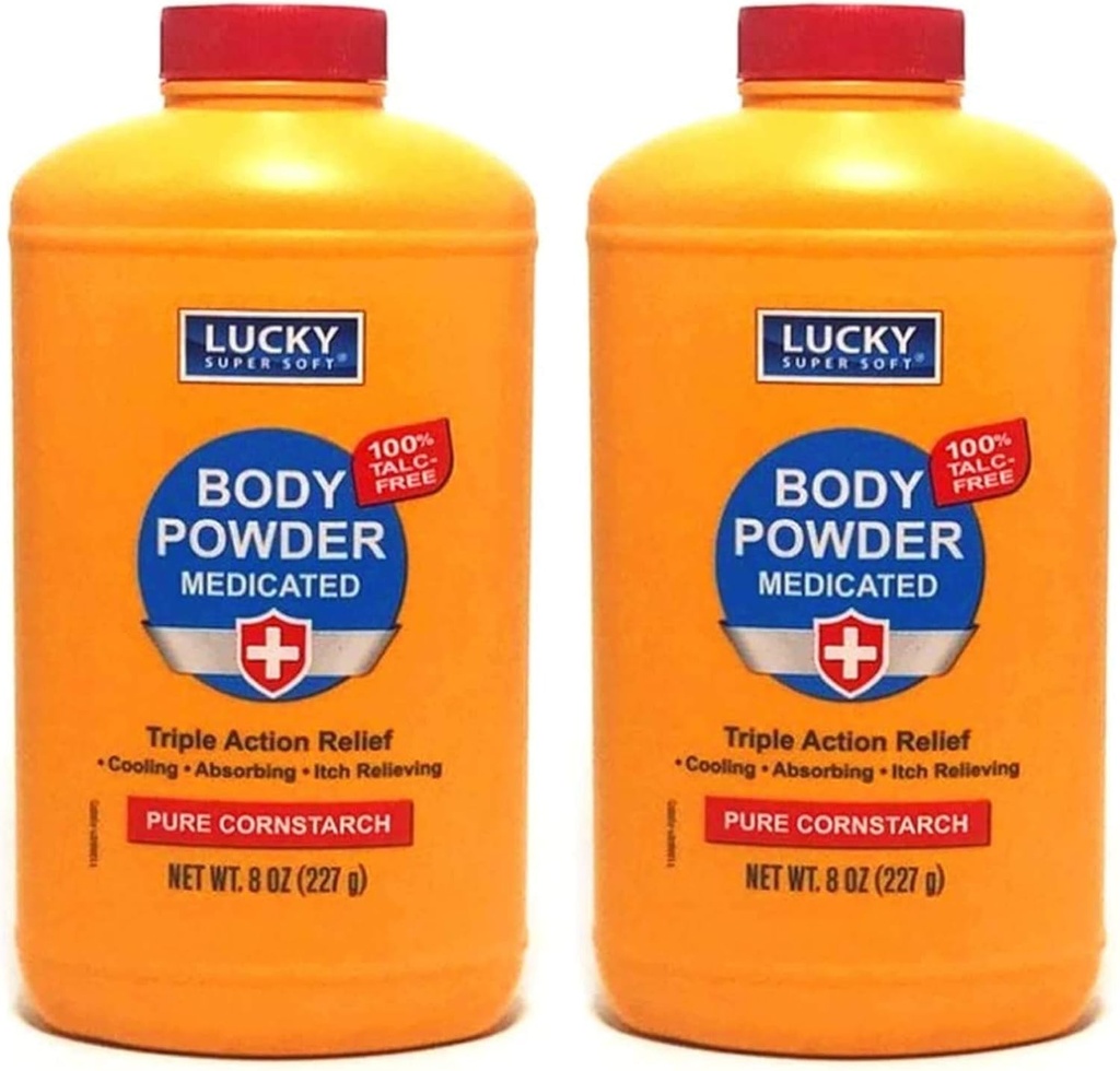 2pc ボディパウダー 薬用8オンス | トリプルアクションリリーフ100% タルクフリー | ボディパウダー | 薬用保護パウダー | アンチイッチ | 皮膚保護剤 | メンソール・酸化亜鉛