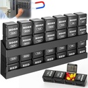 ピルオルガナイザー 4 日: 週刊ピル ボックス 7 磁気棚付き日 - 大型コンパートメント ピルケース - 魚油 ビタミン ホルダー サプリメント (黒) のための取り外し可能な薬主催者ディスペンサー