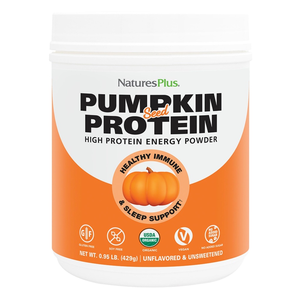 NaturesPlusオーガニックカボチャ種子タンパク質 - .95ポンドビーガンタンパク質パウダー - 高エネルギータンパク質サプリメント、前立腺の健康を促進し、痛みの月経障害 - ベジタリアン、グルテンフリー - 15サービング
