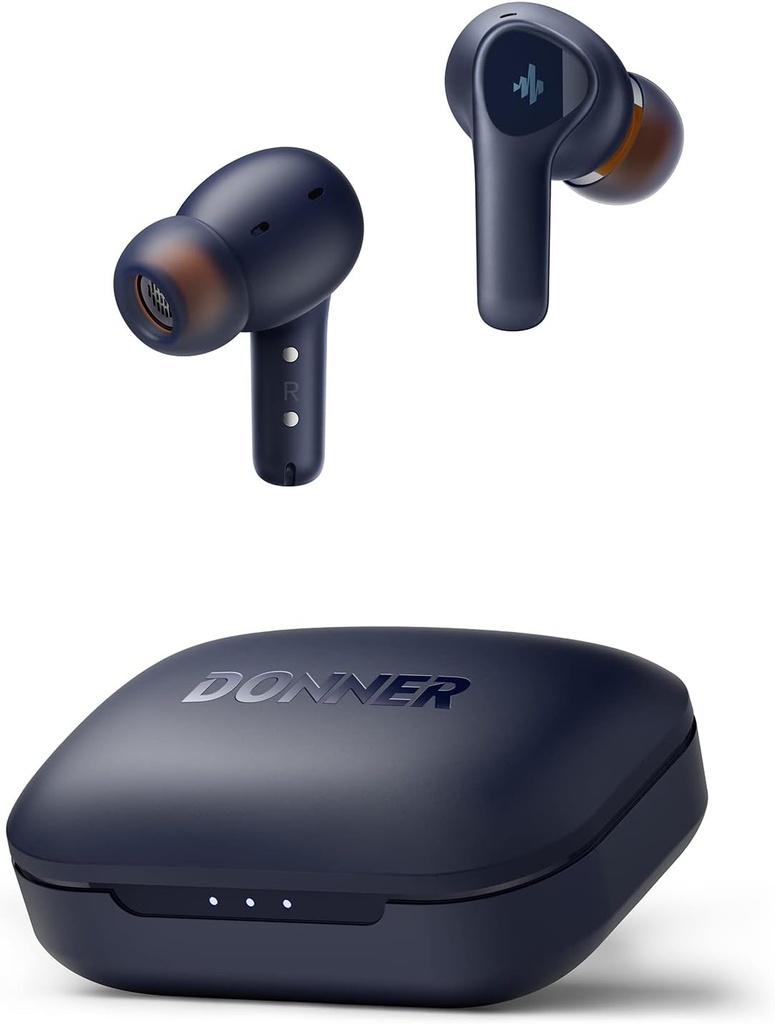 ドンナーワイヤレスイヤホンノイズキャンセリング、Bluetooth 5.2 クリアコール、12mmドライバーとバランスの取れたアーマチュア、カスタムEQ、32Hプレイタイム、高速充電 - ドブズワン、ブルー