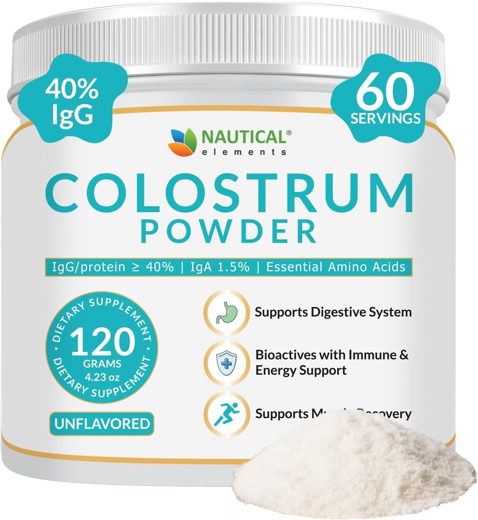Colostrumパウダー - 40%以上のIgG - 第一4-6時間の搾乳草のFed Colostrum - Bovine Colostrum - 米国中西部の牧草の上げられたColostrumの補足の粉 - 人間の非風味のBovine Colostrum - 120g