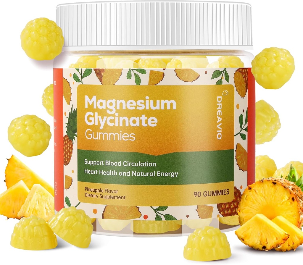 90の計算のマグネシウムのGlycinateのグミ400mg w/Ashwagandhaの補足-砂糖の自由な亜鉛マグネシウムのGlycinateの補足の大人のパイナップルの味のためのAshwagandhaのグミ
