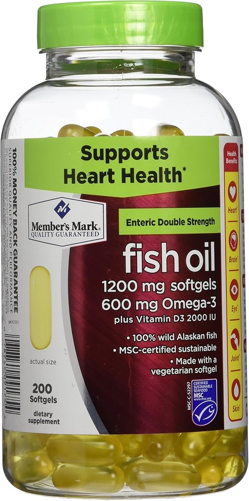 Members Mark Double Strength Fish Oil with D3 - 200 ct.