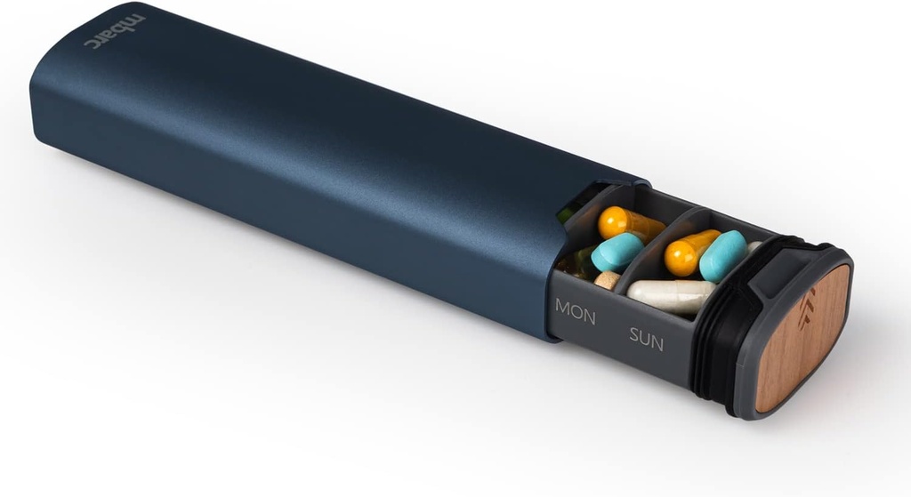 7 日週刊ピルオーガナイザー による mbarc - プレミアムスタイリッシュなアルミニウムと木製の大容量ピルボックス サプリメント、ピル、ビタミン、医薬品。