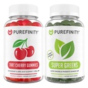 PUREFINITY Tartチェリーとスーパーグリーングミズバンドル(毎日の緑で酸洗い流し、クレンジング)