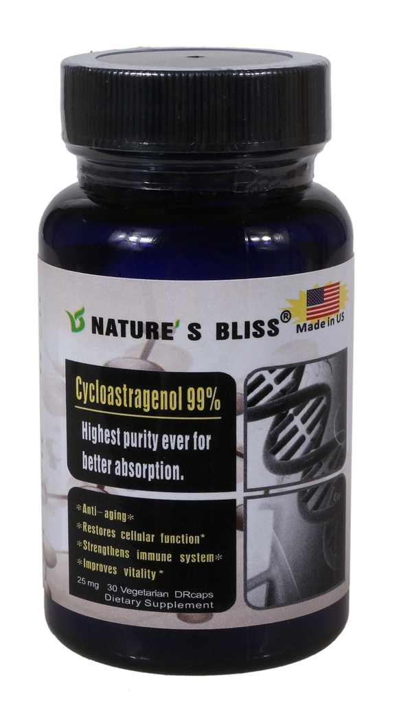 Nature'sbliss Cycloastragenol 25mg 99%、Telomereの補足、Astragalusの根のエキス、米国、免除のブースト、保護されるStomachの酸で作られる反老化の補足、極度の吸収、30カプセル