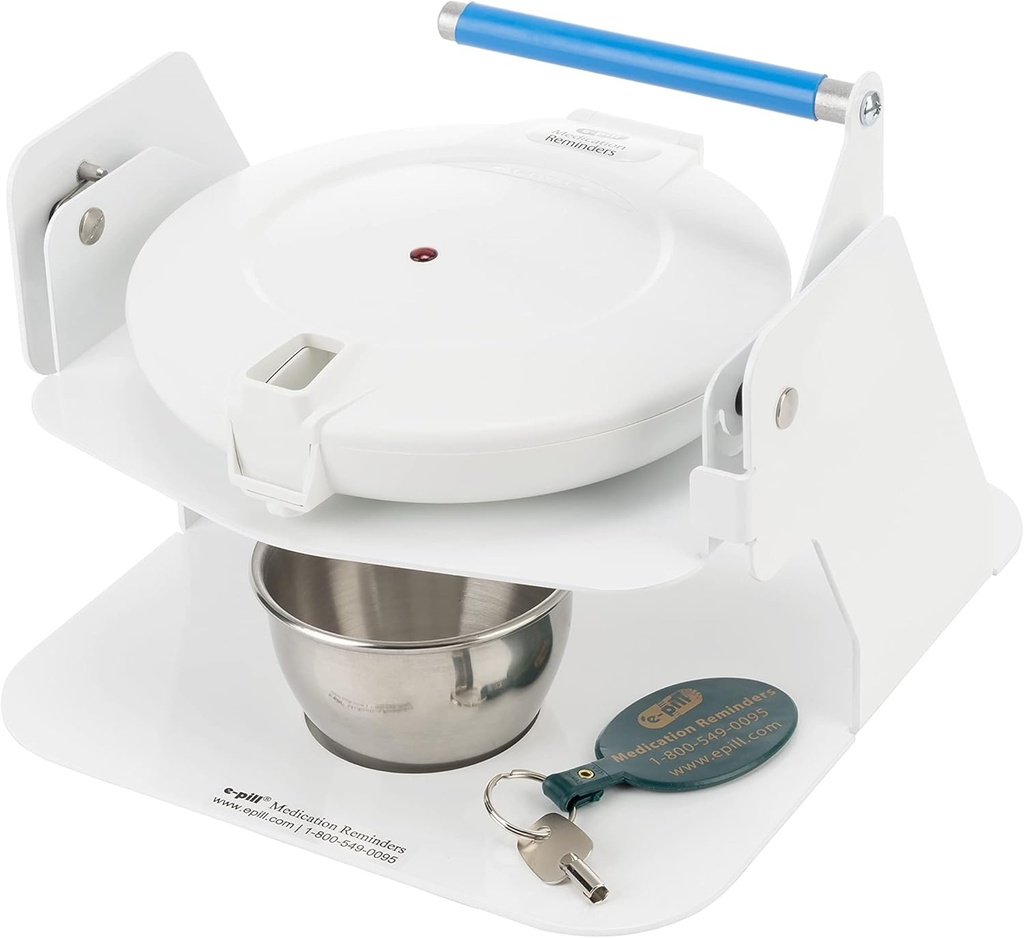 e-Pill MedTimeステーション - ティッパーベース付き自動ピルディスペンサーをロック - ホワイトリッド