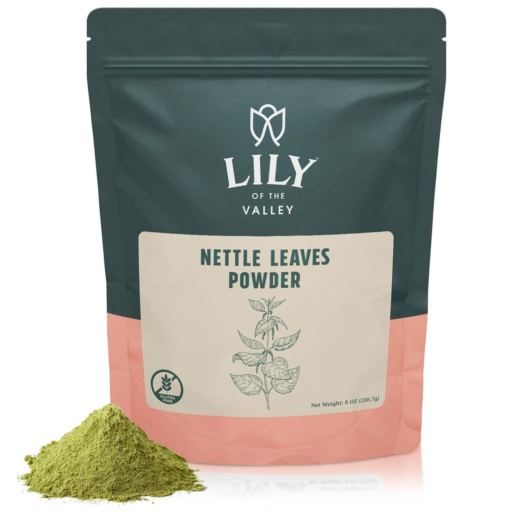 VALLEYのイラクサの葉の粉のLILY - 穏やかに乾燥され、地面 - 100%の自然な押すイラクサ - レシピへの理想的な添加 - ビーガン&グルテンフリー - 再封可能なポーチ(8oz、226g)でパック