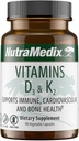 NutraMedix Vitamin D3 and K2 Immune Support Supplement for Women & Men - Help Support Heart Health - Can Assist with Calcium Metabolism (90 Capsules)