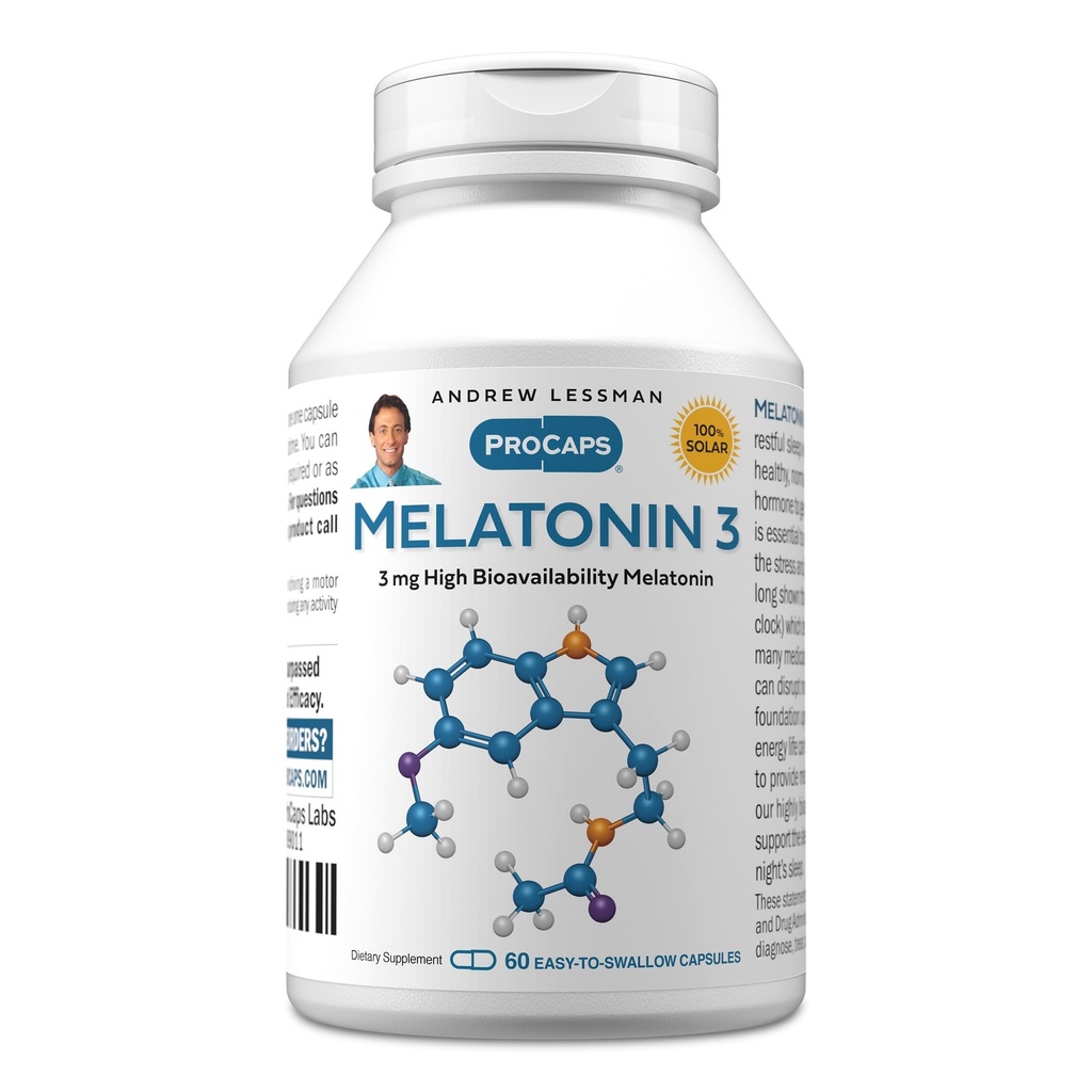 ANDREW LESSMAN Melatonin-3 mg - 60カプセル - 生理学的にバランスの取れたレベルを自然に休眠を促進します。 レギュレータ毎日のシラカディアンリズム。 睡眠を促進します。 モーニングハンガーなし