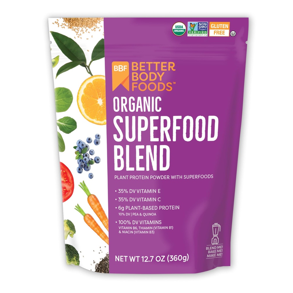 BetterBody 食糧蛋白質、ビタミン C、E、および B12 の有機性 Superfood の粉(12.7 oz。)