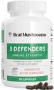 Real Mushrooms 5 Defenders - Adaptogenic Mushrooms Complex with Chaga, Reishi, Turkey Tail, Maitake & Shiitake for Wellness Support - Mushroom Beta Glucan Capsules - 90 Count
