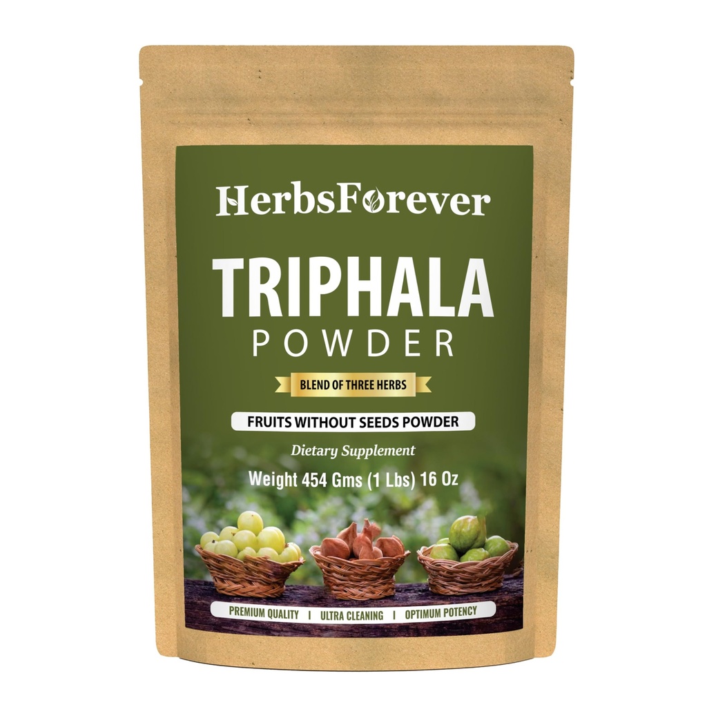 Herbsforever Triphala Churnaの粉の従来のAyurvedicの公式サポート解毒および若返りの非GMO、ビーガン454 GMS