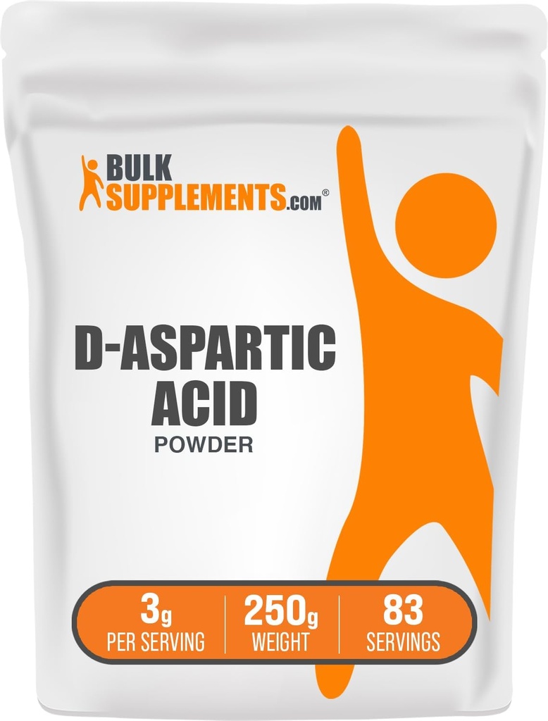 BulkSupplements.com D-アスパラギン酸パウダー - 男性用D-アスパラギン酸サプリメント、アンフレーバーアミノ酸 - ピュア&グルテンフリー、サービングあたり3g、250g(8.8オンス)(パッケージ1)