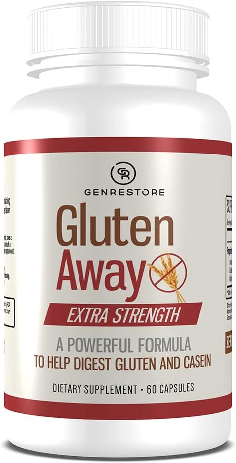 Gluten Awayの食事療法の補足–余分強さの消化管の酵素の健康のグルテン及びカゼイン、男性および女性のための血流の遅い消化放出蛋白質のアミノ酸– 60のカプセル。