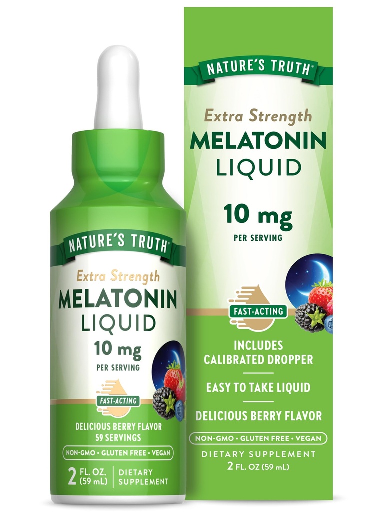 自然の真理のメラトニン液 | 10 mg | 2 Fl oz 大人のための最大強度 | ベリーフレーバー | ビーガン、非GMO&グルテンフリーサプリメント