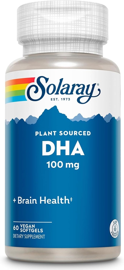 SOLARAY DHAは100 mgを補います - D Hはウェルネスサポートのためのオメガ3脂肪酸、プレナタルDHAオメガ3サプリメント - Algaeオイルから供給される植物 - 60日の保証、60のサービング、60ビーガンSoftgels