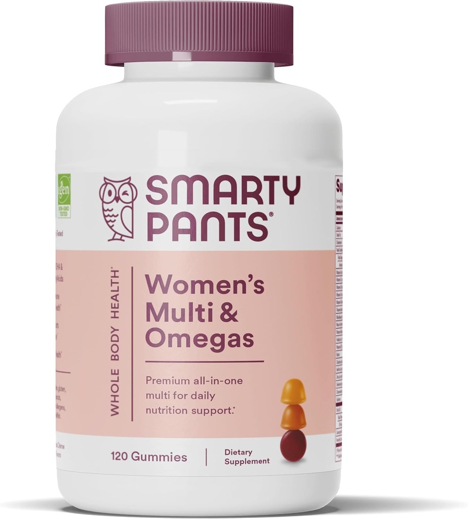 SmartyPantsの女性のMultivitaminのグミ:オメガ3の魚油(EPA/DHA)、Methylfolate、CoQ10、ビタミンD3、C、ビタミンB12、B6、A、K及び亜鉛、Inositol、グルテンフリー、120の計算(20日の供給)