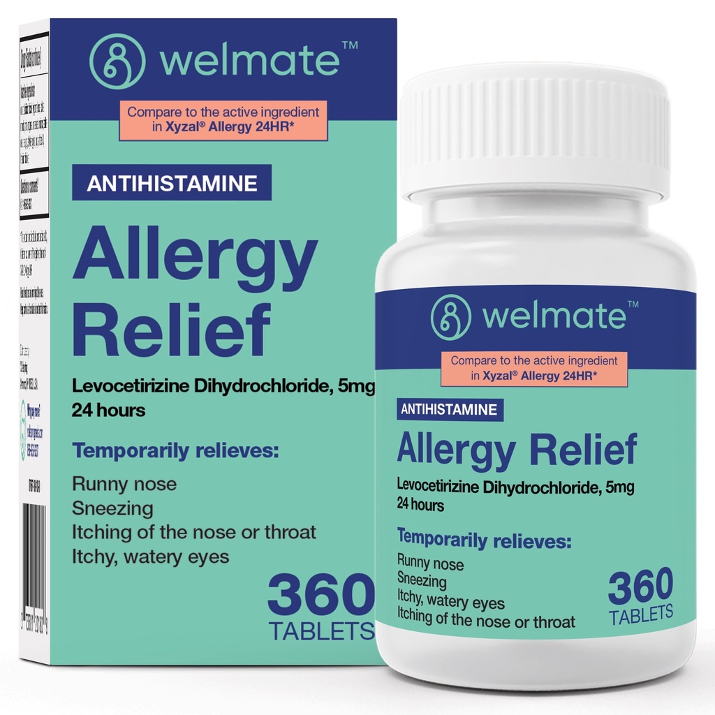 WELMATE - Levocetirizine ジヒドロプロト 5mg (360 ct) - 非 Drowsy アレルギー薬 - 24 時間 - Antihistamine - 一般的なアレルギー薬 - 市販薬 - 市販薬 - 市販薬