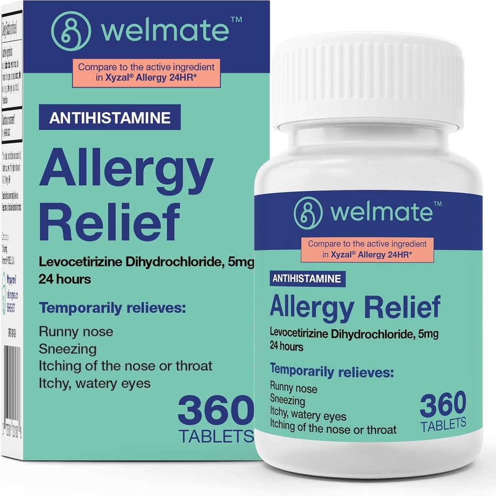 WELMATE - Levocetirizine ジヒドロプロト 5mg (360 ct) - 非 Drowsy アレルギー薬 - 24 時間 - Antihistamine - 一般的なアレルギー薬 - 市販薬 - 市販薬 - 市販薬