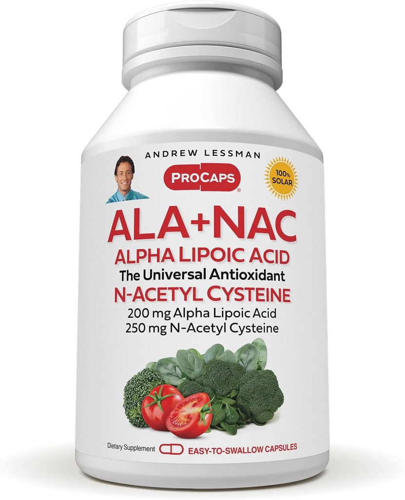 N-アセチルCysteine 180カプセルのANDREWのレスマンALA + NACアルファリポ酸-超高効力、神経系、心臓、脳、肝臓、腎臓、肺、エネルギーのための酸化防止サポート。 添加剤なし