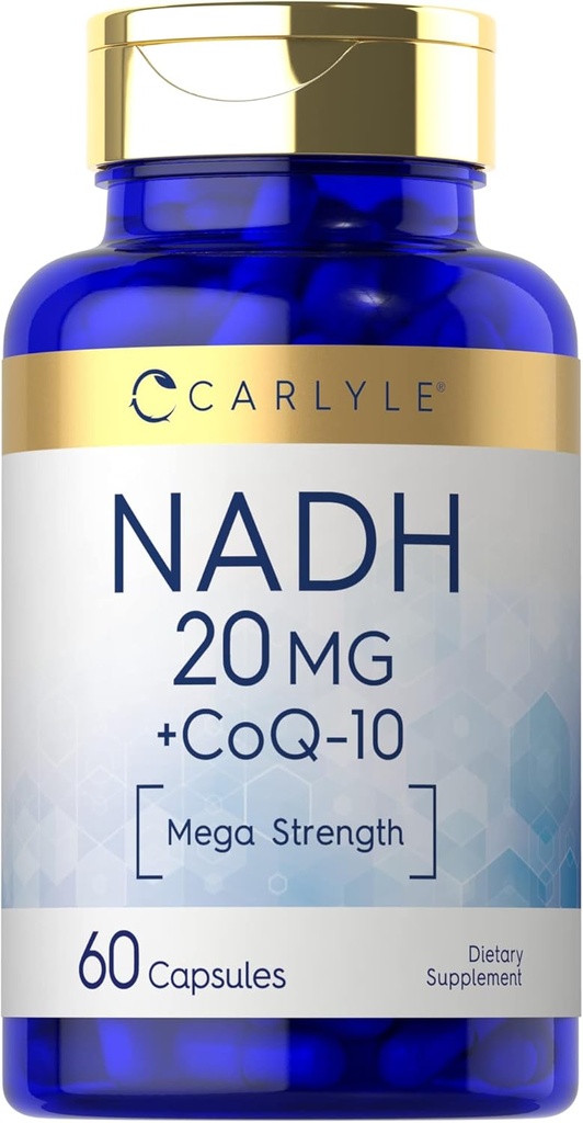 カーライル NADH CoQ10 サプリメント | 20mg | 60カプセル | メガパワー | メガパワー | ノンGMO、グルテンフリー