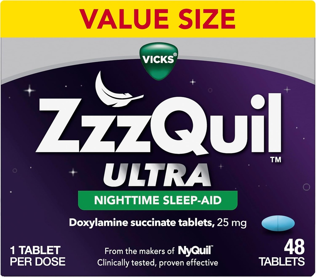 ZzzQuil ULTRA、睡眠の援助、Doxylamineの琥珀酸塩25mgの大人のための睡眠の援助、夜間睡眠の援助、48のタブレット