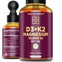 ビタミンD3とK2とマグネシウムのグリシナート | ビタミンDドロップ 10.000 IU | ビタミンK2 200mcg Mk7 | ビタミンD3 + 男性と女性のためのK2サプリメント | 高吸収 | MCTオイル | グルテンフリー | 非GMO